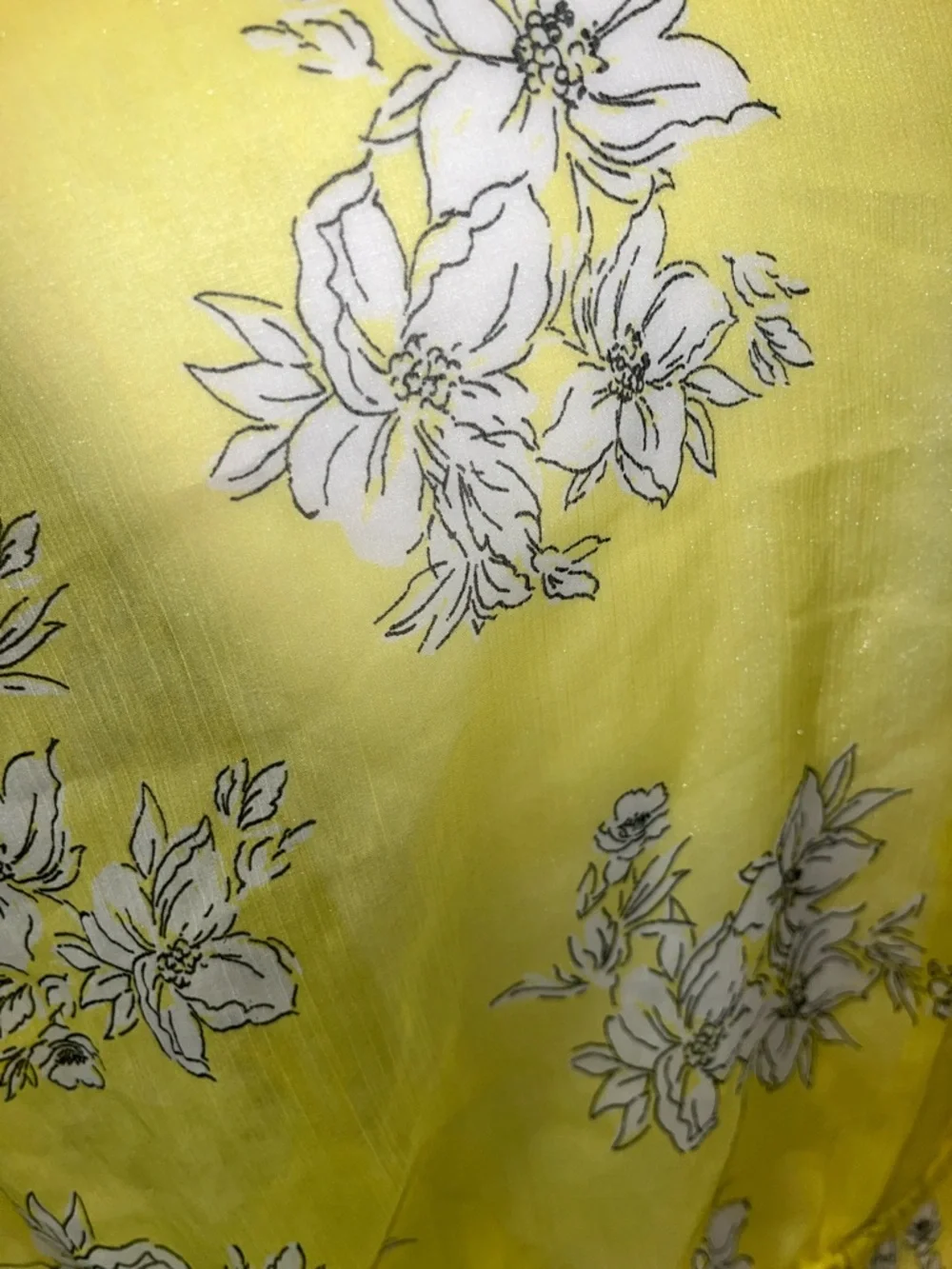Abercrombie & Fitch Yellow Floral Swim Coverup Tie Front Kimono Style Sleeves